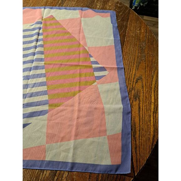 Vintage Womens Ladies Scarf Wrap Made in Italy 100% Polyester Purple Blue Pink - Picture 5 of 5